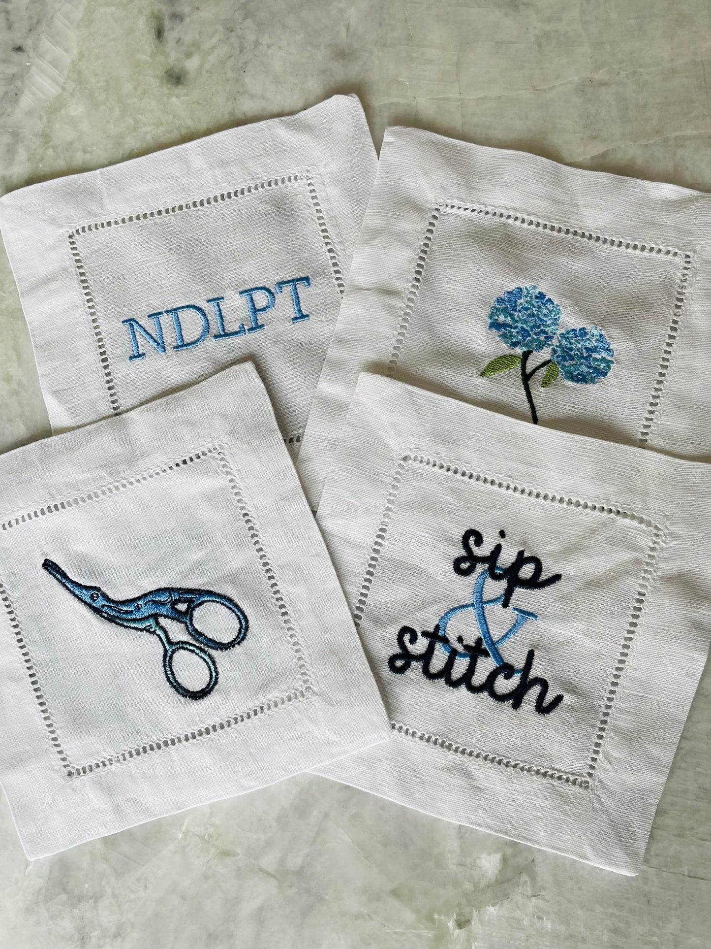 Sip & Stitch Linen Cocktail Napkins
