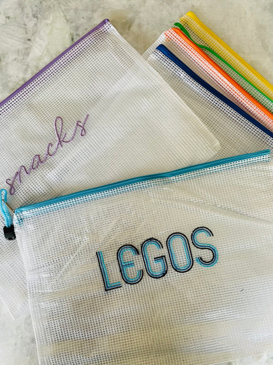 Clear Embroidered Pool Bag