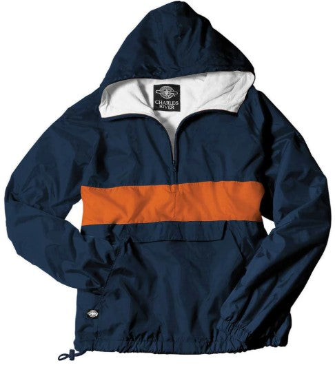 Cardinal Pacelli Unisex Navy/Orange Classic Striped Pullover