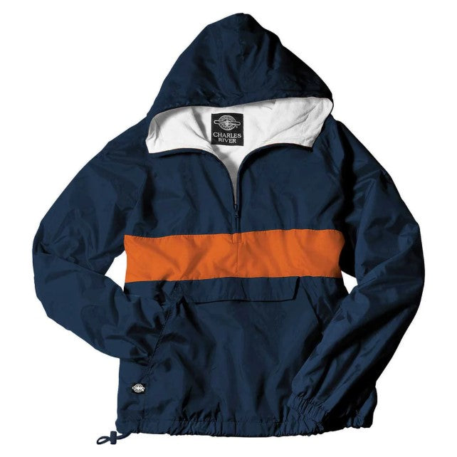 Unisex Navy/Orange Classic Striped Rain Pullover