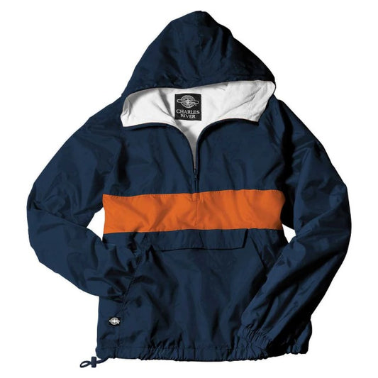 Unisex Navy/Orange Classic Striped Rain Pullover